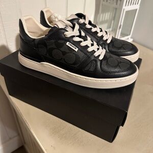Coach Black and Cream Logo Sneakers